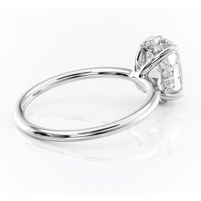 Inel de logodnă Opal din aur Alb 14kt cu moissanite tăietură ovală – Solitar rafinată pentru profil jos | Personalizează și configurează gratuit online [3]