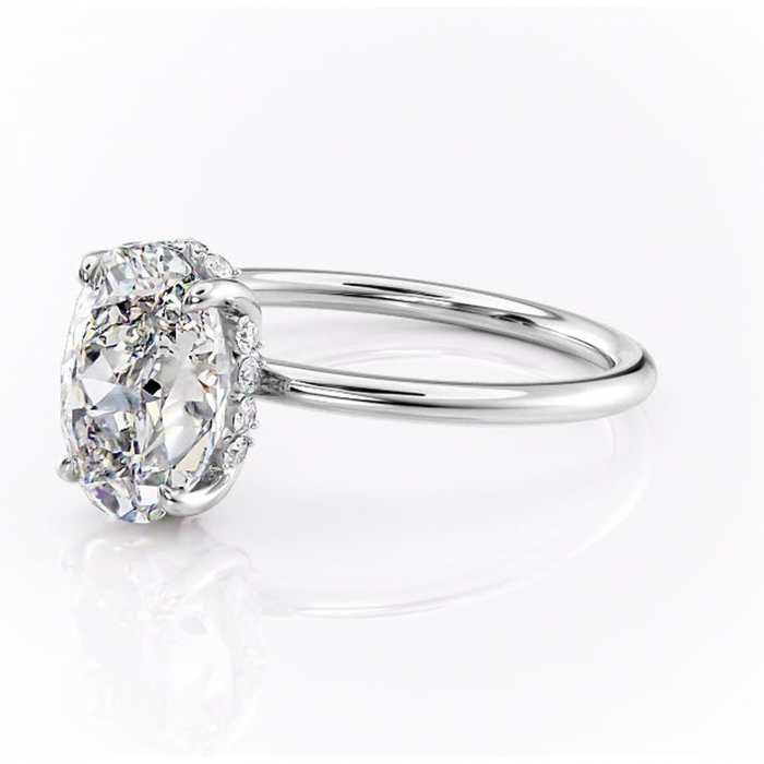 Inel de logodnă Opal din aur Alb 14kt cu moissanite tăietură ovală – Solitar rafinată pentru profil jos | Personalizează și configurează gratuit online [7]