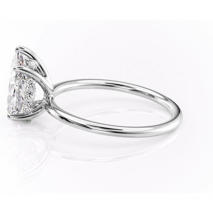 Inel de logodnă Opal din aur Alb 14kt cu moissanite tăietură pară – Solitar rafinată pentru profil jos | Personalizează și configurează gratuit online [6]
