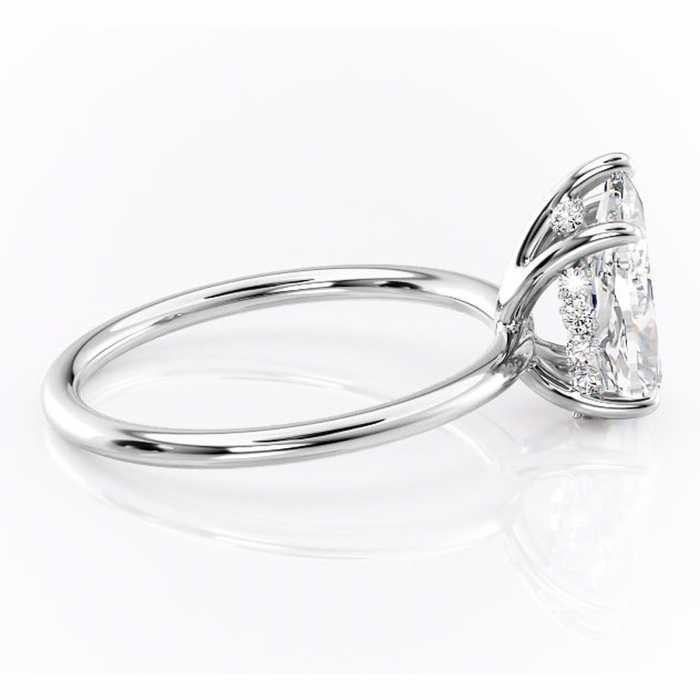 Inel de logodnă Opal din aur Alb 14kt cu moissanite tăietură pară – Solitar rafinată pentru profil jos | Personalizează și configurează gratuit online [2]