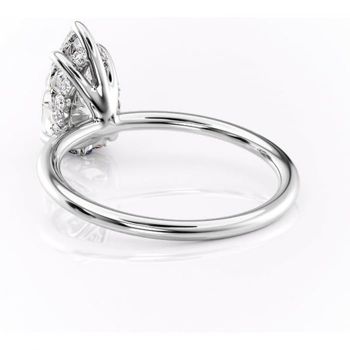 Inel de logodnă Opal din aur Alb 14kt cu moissanite tăietură pară – Solitar rafinată pentru profil jos | Personalizează și configurează gratuit online [4]