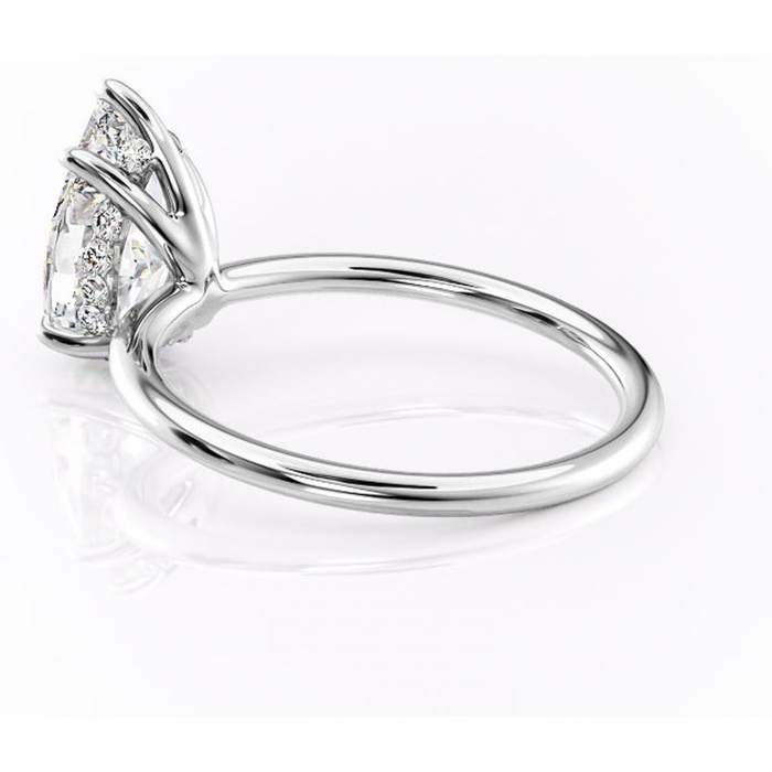 Inel de logodnă Opal din aur Alb 14kt cu moissanite tăietură pară – Solitar rafinată pentru profil jos | Personalizează și configurează gratuit online [5]