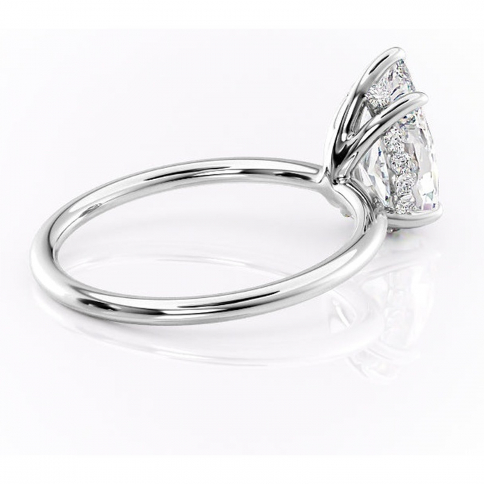 Inel de logodnă Opal din aur Alb 14kt cu moissanite tăietură pară – Solitar rafinată pentru profil jos | Personalizează și configurează gratuit online [3]