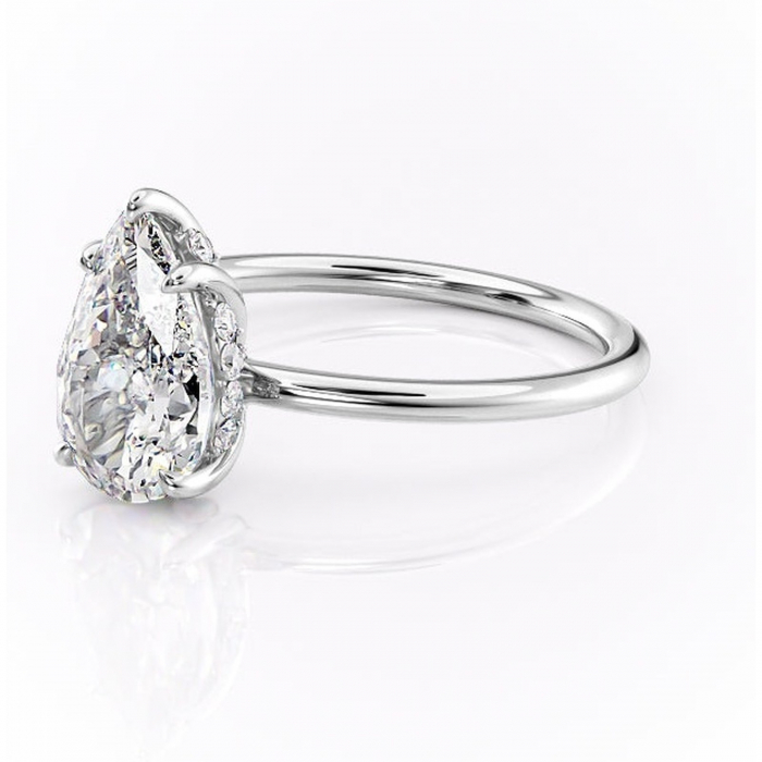 Inel de logodnă Opal din aur Alb 14kt cu moissanite tăietură pară – Solitar rafinată pentru profil jos | Personalizează și configurează gratuit online [7]