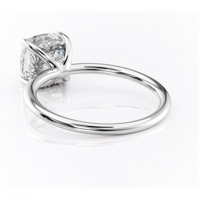 Inel de logodnă Opal din aur Alb 14kt cu moissanite tăietură pernă – Solitar rafinată pentru profil jos | Personalizează și configurează gratuit online [4]