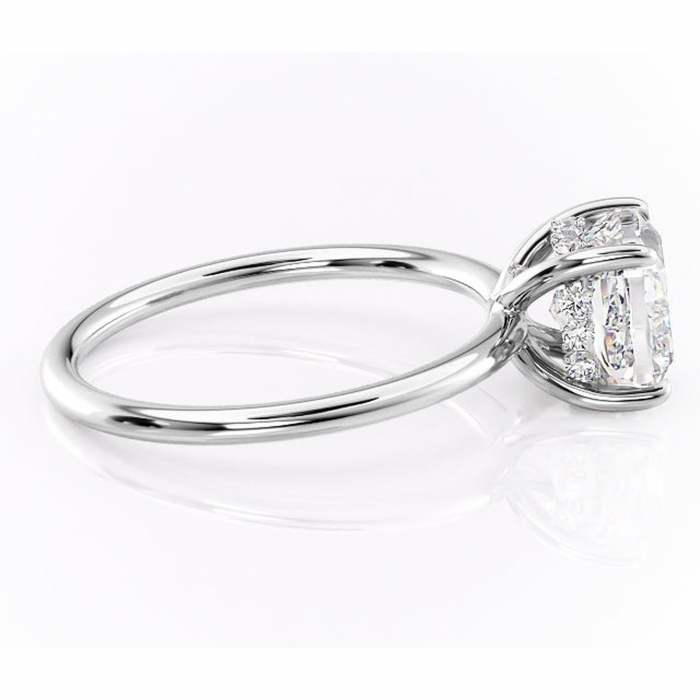 Inel de logodnă Opal din aur Alb 14kt cu moissanite tăietură pernă – Solitar rafinată pentru profil jos | Personalizează și configurează gratuit online [2]