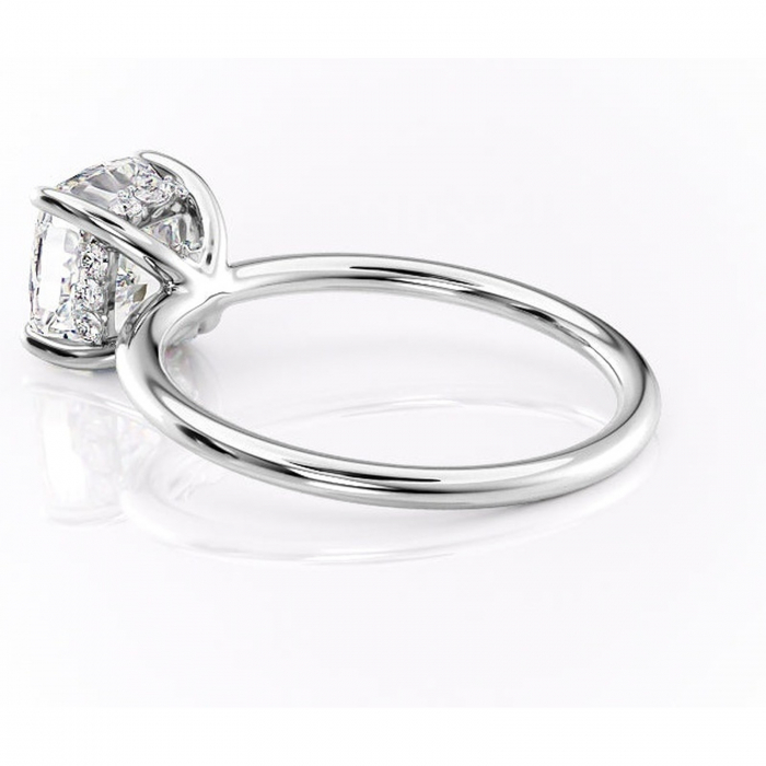 Inel de logodnă Opal din aur Alb 14kt cu moissanite tăietură pernă – Solitar rafinată pentru profil jos | Personalizează și configurează gratuit online [5]