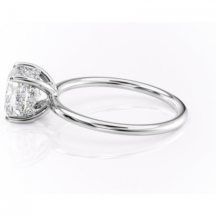 Inel de logodnă Opal din aur Alb 14kt cu moissanite tăietură pernă – Solitar rafinată pentru profil jos | Personalizează și configurează gratuit online [6]