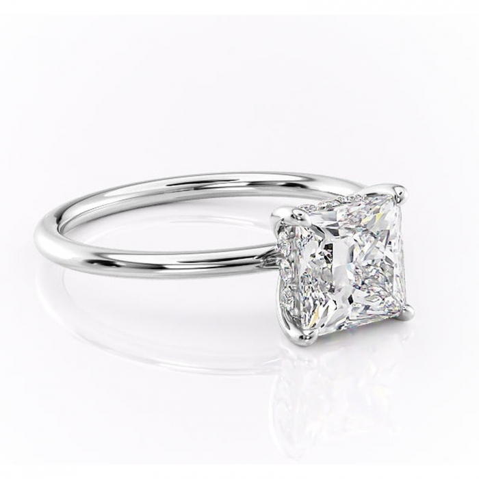 Inel de logodnă Opal din aur Alb 18kt cu moissanite tăietură princess – Solitar rafinată pentru profil jos | Personalizează și configurează gratuit online [1]