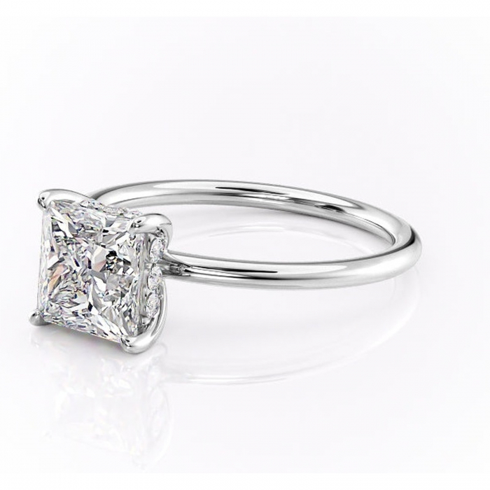 Inel de logodnă Opal din aur Alb 18kt cu moissanite tăietură princess – Solitar rafinată pentru profil jos | Personalizează și configurează gratuit online [7]