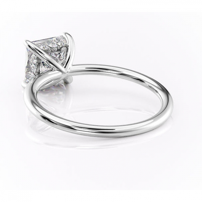 Inel de logodnă Opal din aur Alb 18kt cu moissanite tăietură princess – Solitar rafinată pentru profil jos | Personalizează și configurează gratuit online [4]