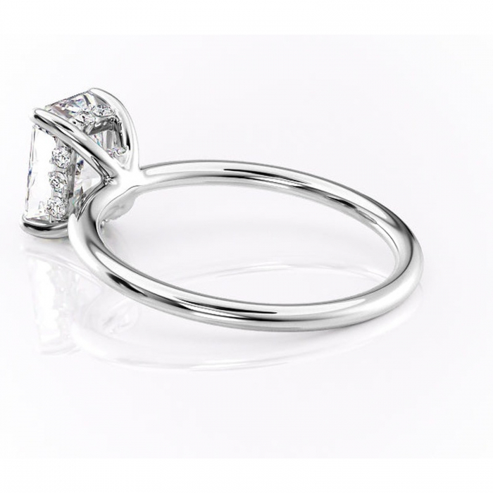 Inel de logodnă Opal din aur Alb 18kt cu moissanite tăietură radiantă – Solitar rafinată pentru profil jos | Personalizează și configurează gratuit online [5]