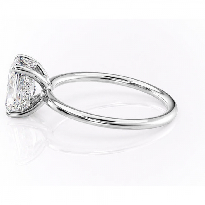 Inel de logodnă Opal din aur Alb 18kt cu moissanite tăietură radiantă – Solitar rafinată pentru profil jos | Personalizează și configurează gratuit online [6]