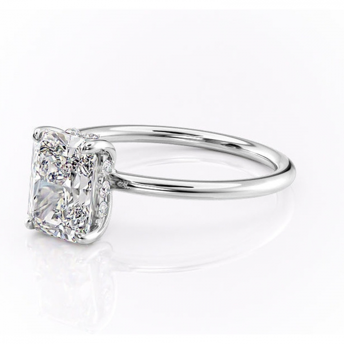 Inel de logodnă Opal din aur Alb 18kt cu moissanite tăietură radiantă – Solitar rafinată pentru profil jos | Personalizează și configurează gratuit online [7]