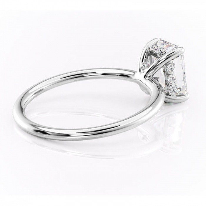 Inel de logodnă Opal din aur Alb 18kt cu moissanite tăietură radiantă – Solitar rafinată pentru profil jos | Personalizează și configurează gratuit online [3]