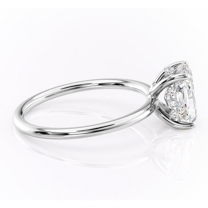 Inel de logodnă Opal din aur Alb 18kt cu moissanite tăietură radiantă – Solitar rafinată pentru profil jos | Personalizează și configurează gratuit online [2]