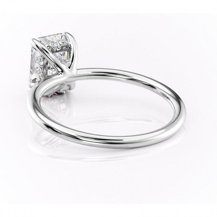 Inel de logodnă Opal din aur Alb 18kt cu moissanite tăietură radiantă – Solitar rafinată pentru profil jos | Personalizează și configurează gratuit online [4]