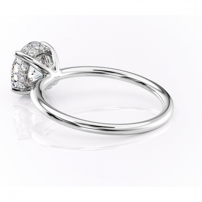 Inel de logodnă Opal din aur Alb 14kt cu moissanite tăietură rotundă – Solitar rafinată pentru profil jos | Personalizează și configurează gratuit online [5]