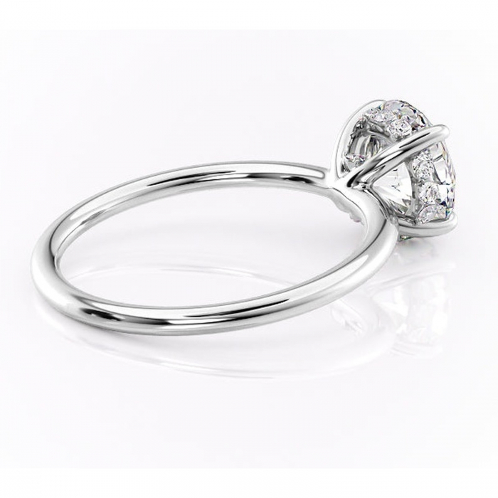 Inel de logodnă Opal din aur Alb 14kt cu moissanite tăietură rotundă – Solitar rafinată pentru profil jos | Personalizează și configurează gratuit online [3]