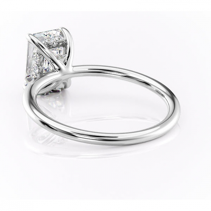 Inel de logodnă Opal din aur Alb 14kt cu moissanite tăietură smarald – Solitar rafinată pentru profil jos | Personalizează și configurează gratuit online [4]