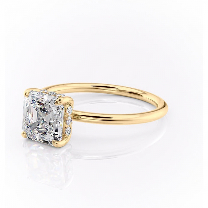 Inel de logodnă Opal din aur Galben 18kt cu moissanite tăietură asscher – Solitar rafinată pentru profil jos | Personalizează și configurează gratuit online [7]