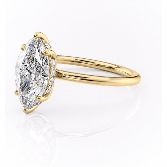 Inel de logodnă Opal din aur Galben 14kt cu moissanite tăietură marquise – Solitar rafinată pentru profil jos | Personalizează și configurează gratuit online [7]