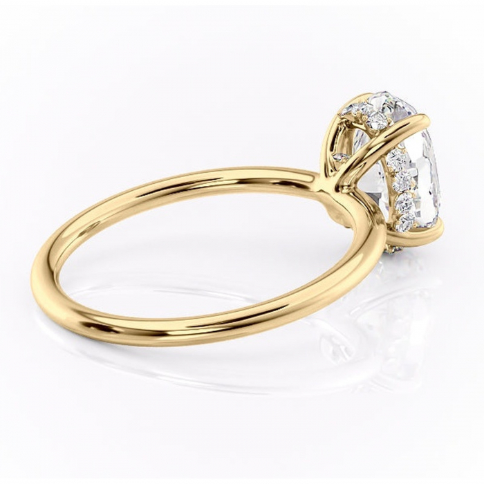 Inel de logodnă Opal din aur Galben 18kt cu moissanite tăietură ovală – Solitar rafinată pentru profil jos | Personalizează și configurează gratuit online [3]