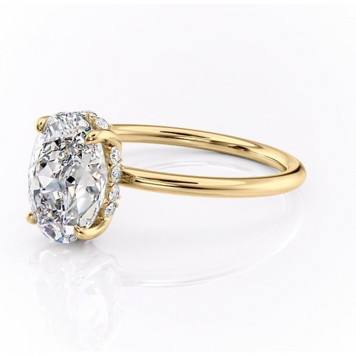 Inel de logodnă Opal din aur Galben 18kt cu moissanite tăietură ovală – Solitar rafinată pentru profil jos | Personalizează și configurează gratuit online [7]