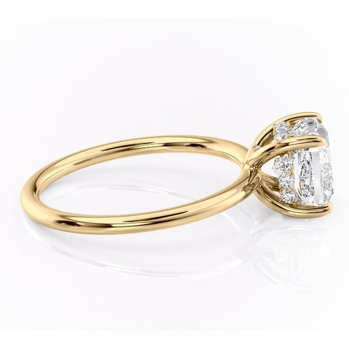 Inel de logodnă Opal din aur Galben 14kt cu moissanite tăietură pernă – Solitar rafinată pentru profil jos | Personalizează și configurează gratuit online [2]