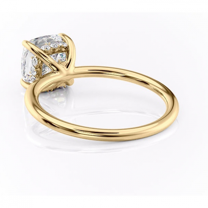 Inel de logodnă Opal din aur Galben 14kt cu moissanite tăietură pernă – Solitar rafinată pentru profil jos | Personalizează și configurează gratuit online [4]