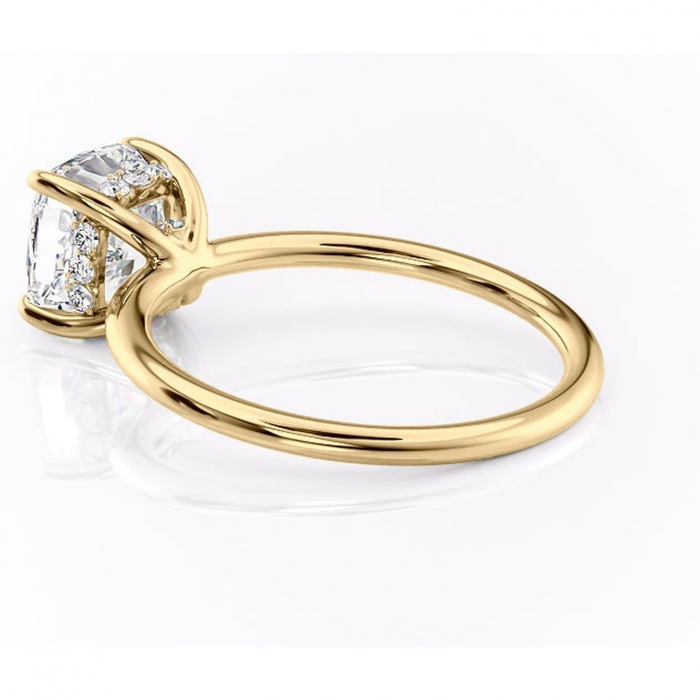 Inel de logodnă Opal din aur Galben 14kt cu moissanite tăietură pernă – Solitar rafinată pentru profil jos | Personalizează și configurează gratuit online [5]