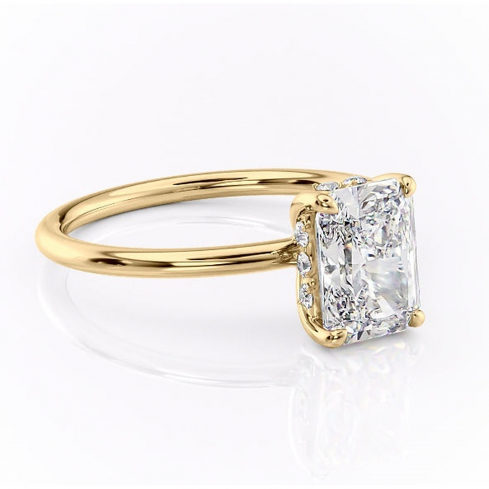 Inel de logodnă Opal din aur Galben 18kt cu moissanite tăietură radiantă – Solitar rafinată pentru profil jos | Personalizează și configurează gratuit online [1]