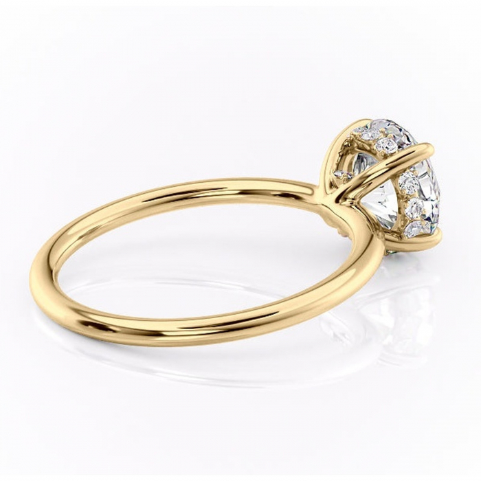 Inel de logodnă Opal din aur Galben 14kt cu moissanite tăietură rotundă – Solitar rafinată pentru profil jos | Personalizează și configurează gratuit online [3]