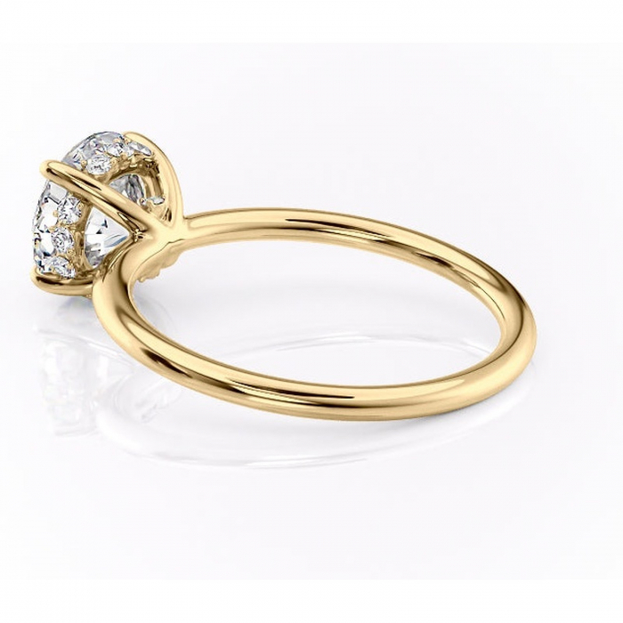 Inel de logodnă Opal din aur Galben 14kt cu moissanite tăietură rotundă – Solitar rafinată pentru profil jos | Personalizează și configurează gratuit online [5]
