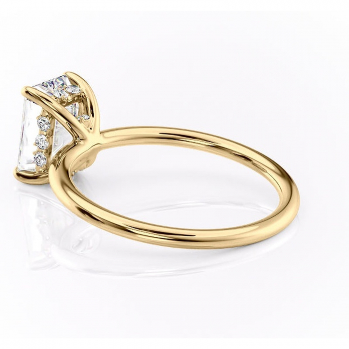 Inel de logodnă Opal din aur Galben 14kt cu moissanite tăietură smarald – Solitar rafinată pentru profil jos | Personalizează și configurează gratuit online [5]