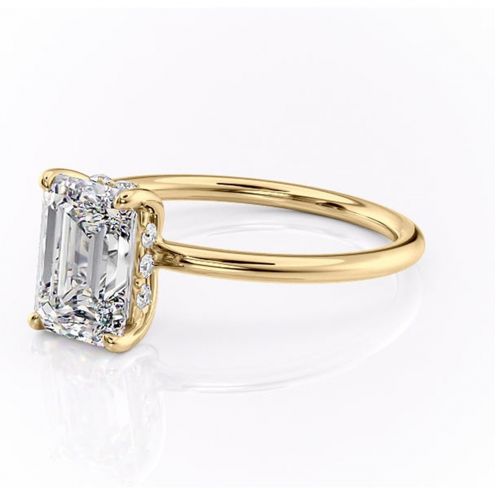 Inel de logodnă Opal din aur Galben 14kt cu moissanite tăietură smarald – Solitar rafinată pentru profil jos | Personalizează și configurează gratuit online [7]