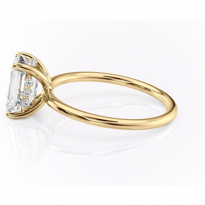 Inel de logodnă Opal din aur Galben 14kt cu moissanite tăietură smarald – Solitar rafinată pentru profil jos | Personalizează și configurează gratuit online [6]