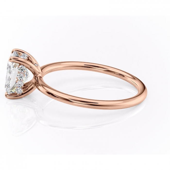 Inel de logodnă Opal din aur Rose 14kt cu moissanite tăietură asscher – Solitar rafinată pentru profil jos | Personalizează și configurează gratuit online [6]