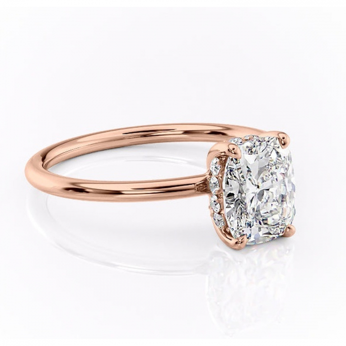 Inel de logodnă Opal din aur Rose 14kt cu moissanite tăietură asscher – Solitar rafinată pentru profil jos | Personalizează și configurează gratuit online [1]