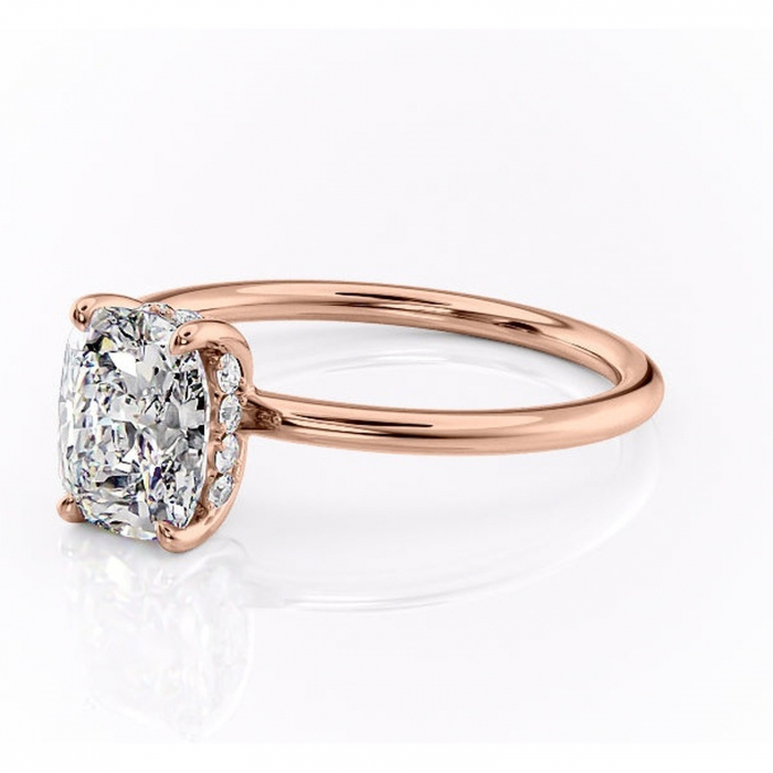 Inel de logodnă Opal din aur Rose 14kt cu moissanite tăietură asscher – Solitar rafinată pentru profil jos | Personalizează și configurează gratuit online [7]