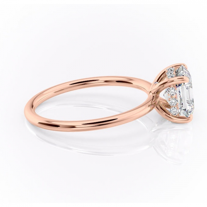 Inel de logodnă Opal din aur Rose 14kt cu moissanite tăietură asscher – Solitar rafinată pentru profil jos | Personalizează și configurează gratuit online [2]