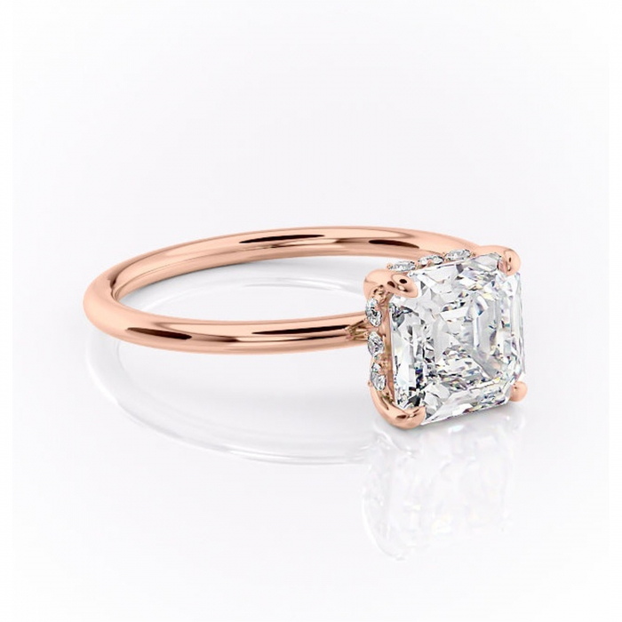 Inel de logodnă Opal din aur Rose 14kt cu moissanite tăietură asscher – Solitar rafinată pentru profil jos | Personalizează și configurează gratuit online [1]