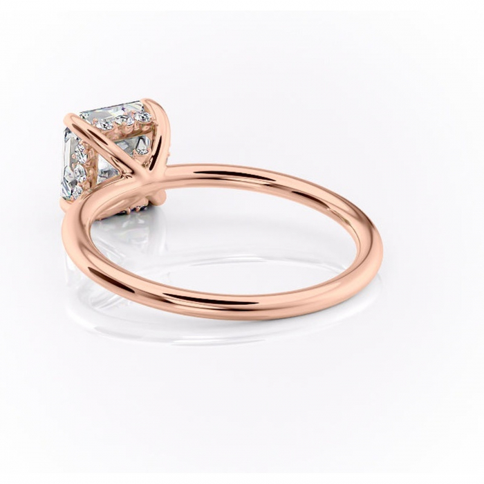 Inel de logodnă Opal din aur Rose 14kt cu moissanite tăietură asscher – Solitar rafinată pentru profil jos | Personalizează și configurează gratuit online [4]