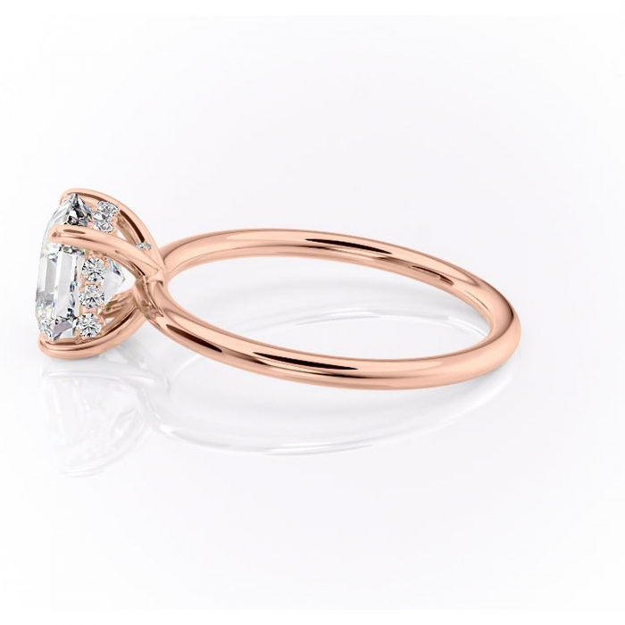 Inel de logodnă Opal din aur Rose 14kt cu moissanite tăietură asscher – Solitar rafinată pentru profil jos | Personalizează și configurează gratuit online [6]