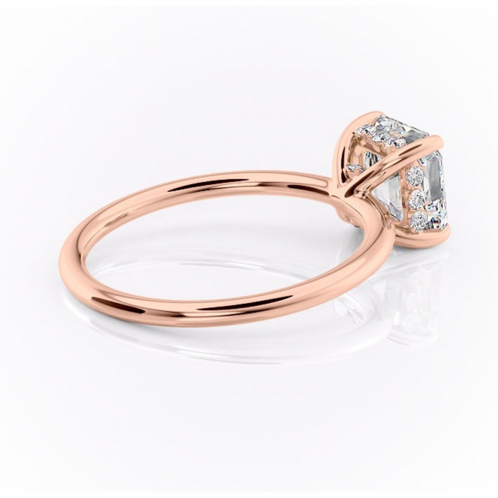 Inel de logodnă Opal din aur Rose 14kt cu moissanite tăietură asscher – Solitar rafinată pentru profil jos | Personalizează și configurează gratuit online [3]
