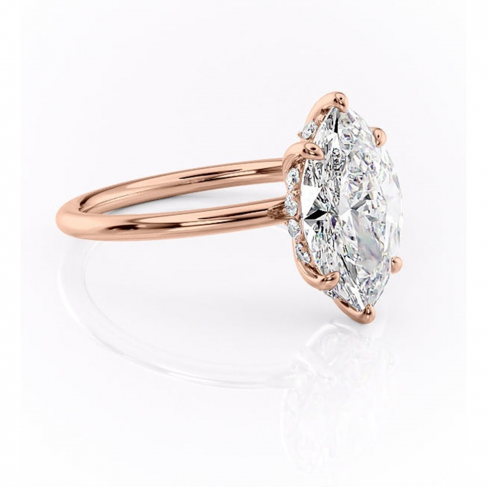Inel de logodnă Opal din aur Rose 14kt cu moissanite tăietură marquise – Solitar rafinată pentru profil jos | Personalizează și configurează gratuit online [1]