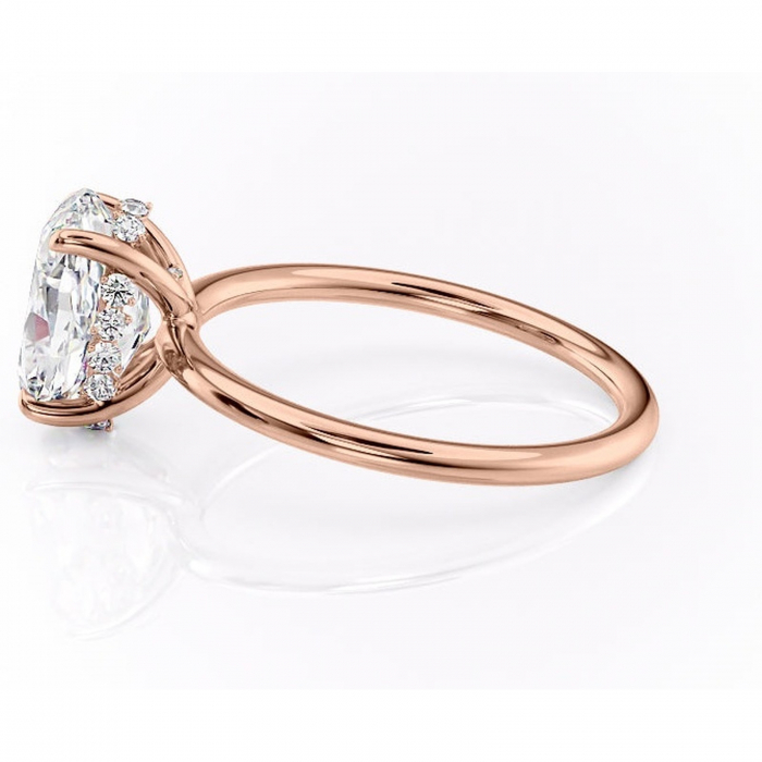 Inel de logodnă Opal din aur Rose 14kt cu moissanite tăietură ovală – Solitar rafinată pentru profil jos | Personalizează și configurează gratuit online [6]