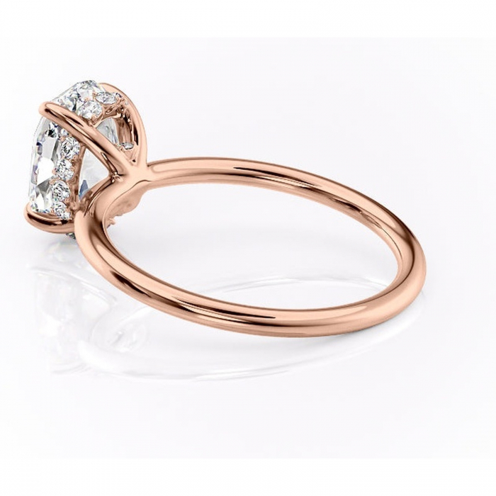 Inel de logodnă Opal din aur Rose 14kt cu moissanite tăietură ovală – Solitar rafinată pentru profil jos | Personalizează și configurează gratuit online [5]