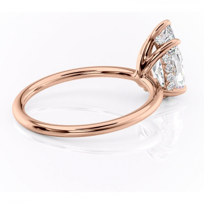 Inel de logodnă Opal din aur Rose 14kt cu moissanite tăietură pară – Solitar rafinată pentru profil jos | Personalizează și configurează gratuit online [3]