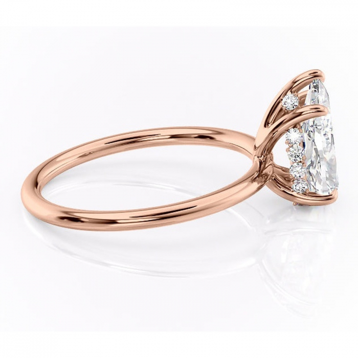 Inel de logodnă Opal din aur Rose 14kt cu moissanite tăietură pară – Solitar rafinată pentru profil jos | Personalizează și configurează gratuit online [2]